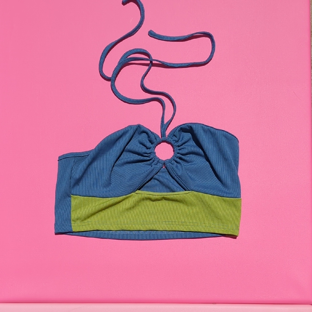 SHEIN Blue and Green Crop Top